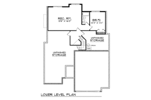 Floor Plan - Lower Floor for European House Plan #70-754 - 3 bed, 3 bath