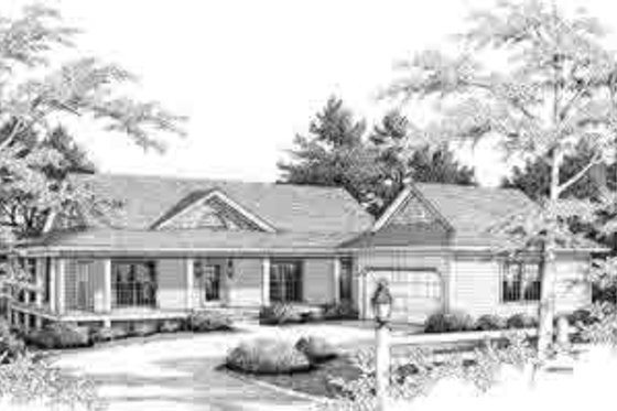 Exterior - Front Elevation for Country House Plan #71-103 - 3 bed, 2 bath