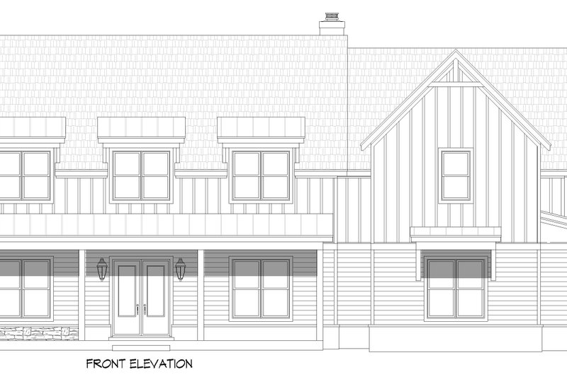 House Blueprint - Exterior - Front Elevation 3 for Farmhouse House Plan #932-1434 - 5 bed, 5.5 bath