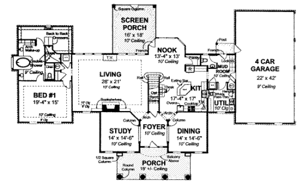 Home Plan - Colonial Floor Plan - Main Floor Plan #20-1684