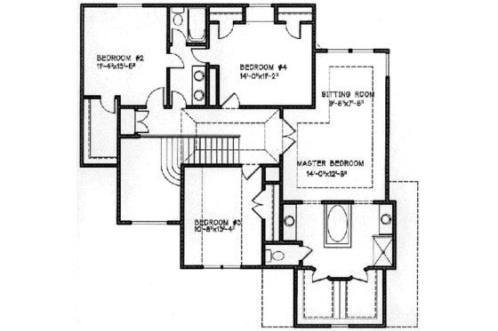 Floor Plan - Upper Floor for Traditional House Plan #6-129 - 4 bed, 2.5 bath