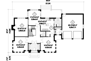 Floor Plan - Main Floor for European House Plan #25-4628 - 4 bed, 2 bath