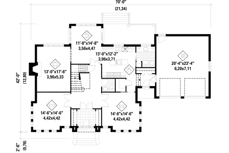 Architectural House Design - Floor Plan - Main Floor for European House Plan #25-4628 - 4 bed, 2 bath