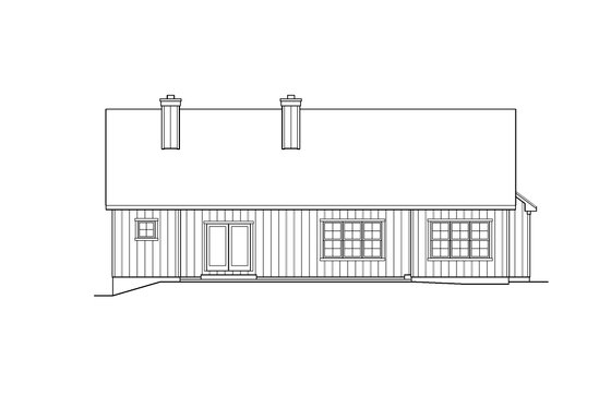 Exterior - Rear Elevation for Ranch House Plan #22-635 - 3 bed, 2.5 bath