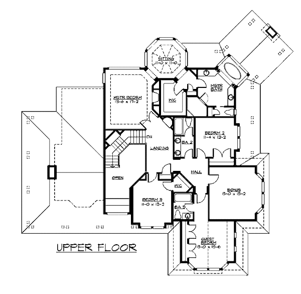 Craftsman Floor Plan - Upper Floor Plan #132-186