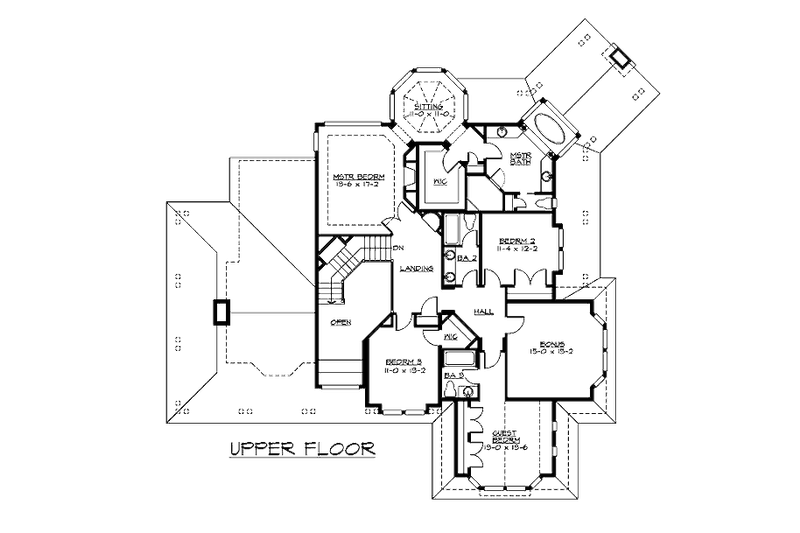 Dream House Plan - Floor Plan - Upper Floor for Craftsman House Plan #132-186 - 4 bed, 3.5 bath