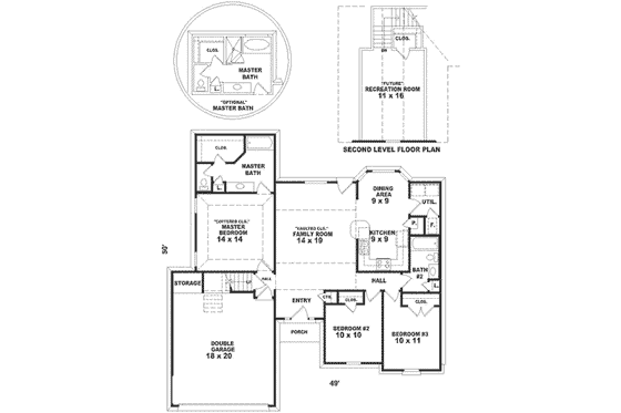 Floor Plan - Main Floor for Southern House Plan #81-194 - 3 bed, 2 bath