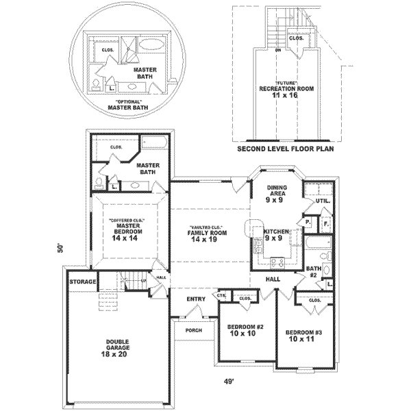 Floor Plan - Main Floor for Southern House Plan #81-194 - 3 bed, 2 bath