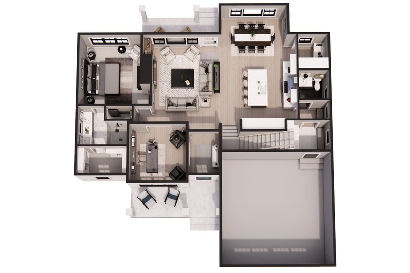 Home Plan - Floor Plan - Main Floor 1 for Farmhouse House Plan #51-1371 - 4 bed, 3.5 bath
