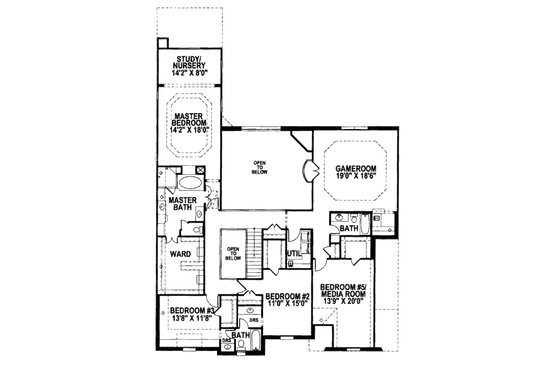 Floor Plan - Upper Floor for European House Plan #141-350 - 5 bed, 4.5 bath
