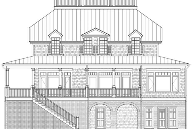Dream House Plan - Exterior - Rear Elevation for Beach House Plan #137-405 - 4 bed, 4.5 bath