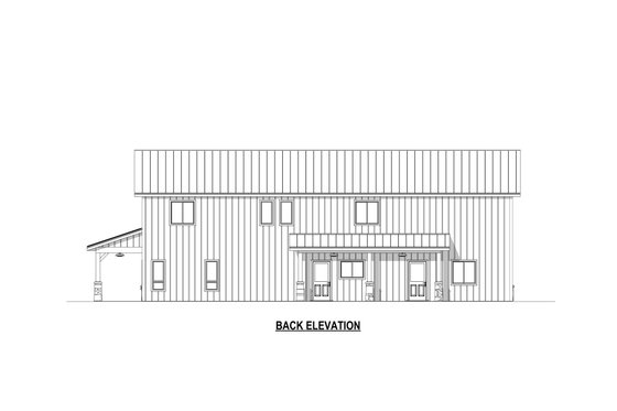 Exterior - Rear Elevation 2 for Barndominium House Plan #1084-12 - 3 bed, 2.5 bath