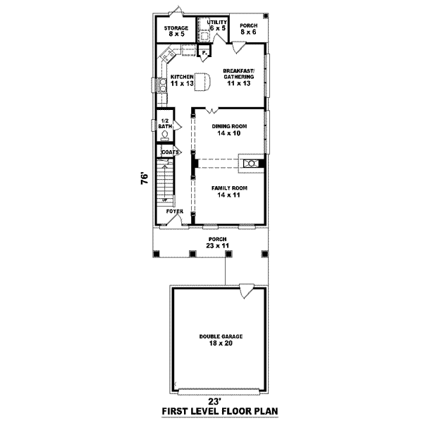 Floor Plan - Main Floor for Traditional House Plan #81-1368 - 3 bed, 2.5 bath
