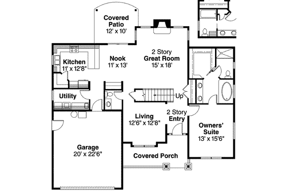 Floor Plan - Main Floor for Craftsman House Plan #124-608 - 4 bed, 2.5 bath