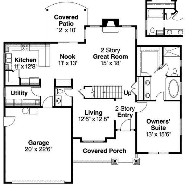Architectural House Design - Craftsman Floor Plan - Main Floor Plan #124-608