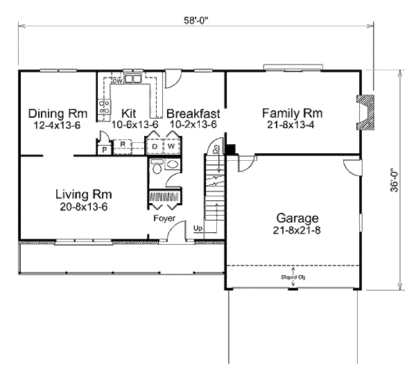 House Design - Traditional Floor Plan - Main Floor Plan #57-538