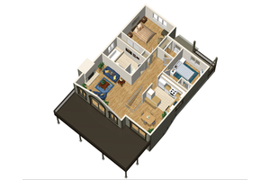 Floor Plan - Main Floor 1 for Cabin House Plan #25-4329 - 2 bed, 1 bath