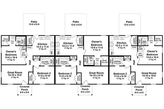 Floor Plan - Main Floor for Ranch House Plan #21-473 - 6 bed, 6 bath