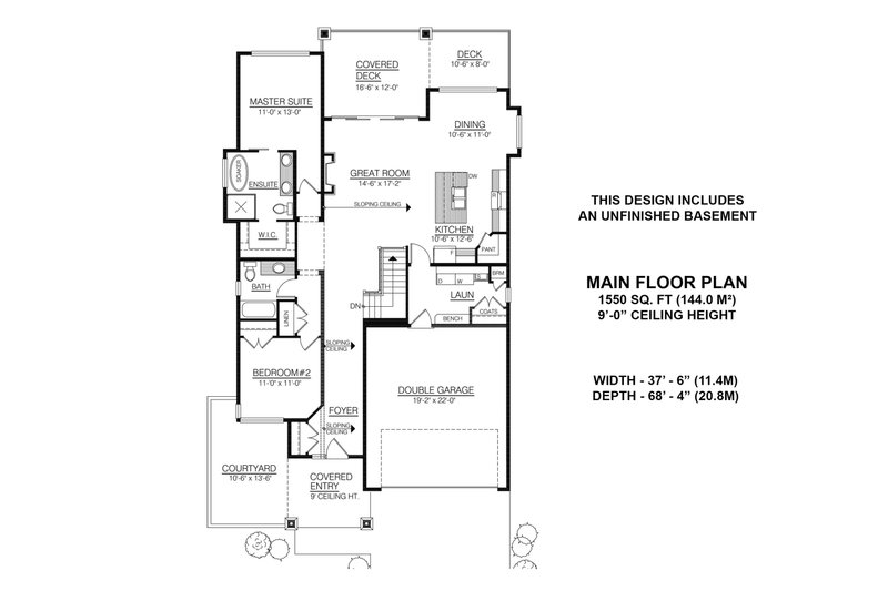 House Plan Design - Floor Plan - Main Floor for Contemporary House Plan #1100-18 - 2 bed, 2 bath