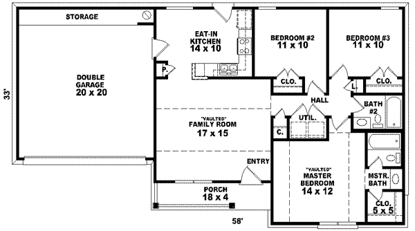 Ranch Floor Plan - Main Floor Plan #81-1382