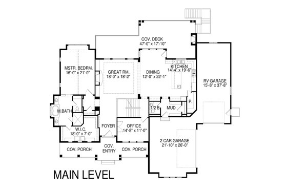 Floor Plan - Main Floor for Craftsman House Plan #920-34 - 6 bed, 4 bath