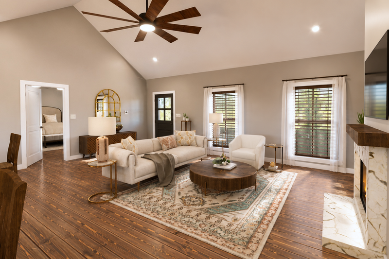 House Blueprint - Interior - Family Room for Farmhouse House Plan #44-313 - 3 bed, 2 bath