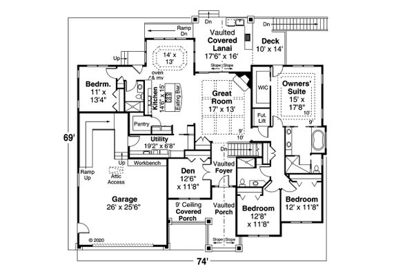 Craftsman Floor Plan - Main Floor Plan #124-1220