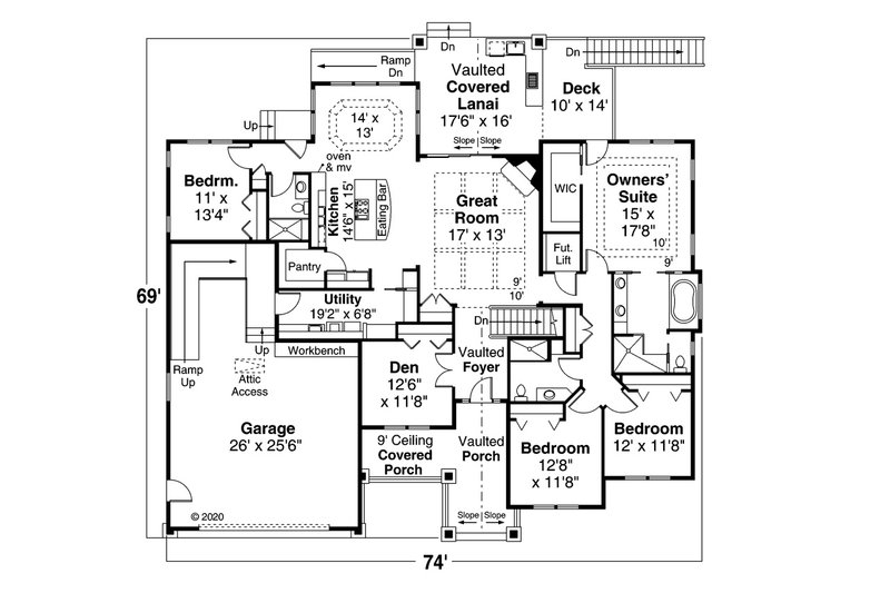 Architectural House Design - Floor Plan - Main Floor for Craftsman House Plan #124-1220 - 4 bed, 3 bath
