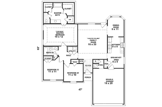 Floor Plan - Main Floor for Traditional House Plan #81-254 - 3 bed, 2 bath