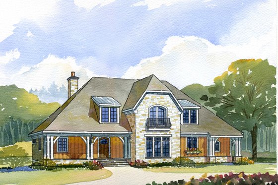 Exterior - Front Elevation for European House Plan #901-95 - 4 bed, 3.5 bath