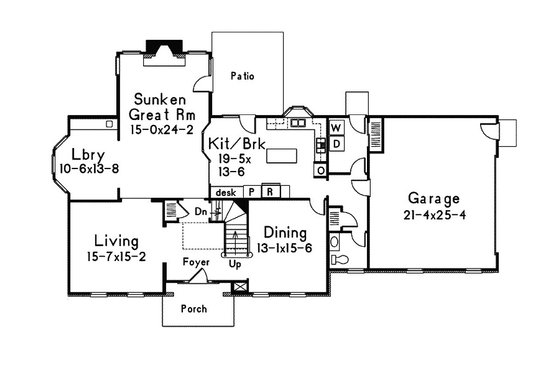 Floor Plan - Main Floor for Colonial House Plan #57-705 - 4 bed, 2.5 bath