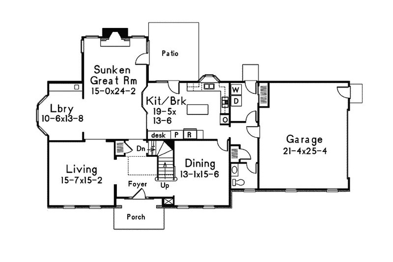 Architectural House Design - Floor Plan - Main Floor for Colonial House Plan #57-705 - 4 bed, 2.5 bath
