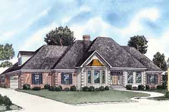 Exterior - Front Elevation for European House Plan #16-282 - 4 bed, 2 bath
