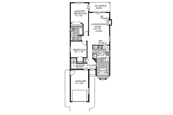 Floor Plan - Main Floor for Ranch House Plan #18-151 - 2 bed, 1 bath