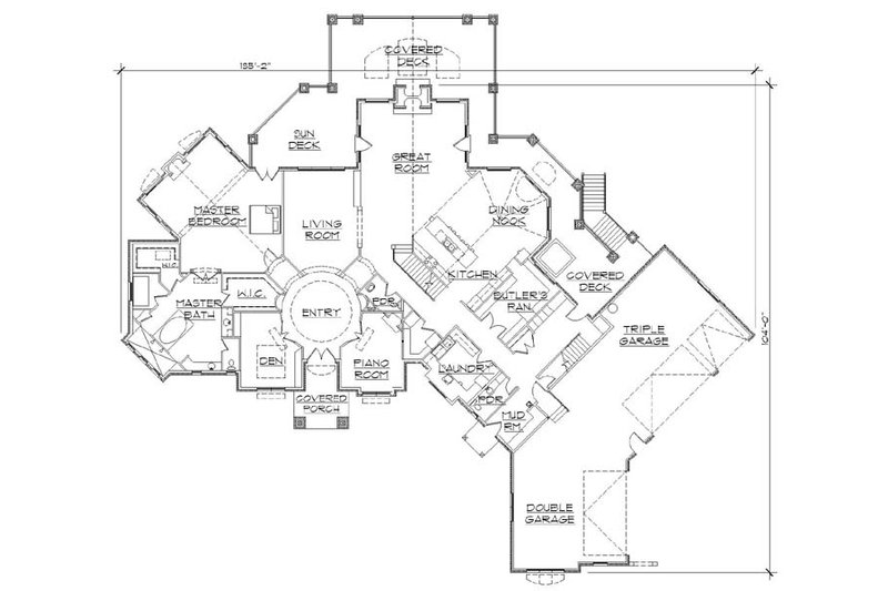 House Design - Floor Plan - Main Floor for European House Plan #5-454 - 6 bed, 7.5 bath