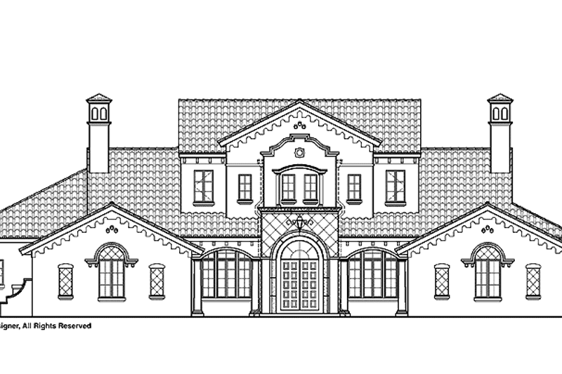 Home Plan - Exterior - Front Elevation 3 for Mediterranean House Plan #1019-14 - 5 bed, 6.5 bath