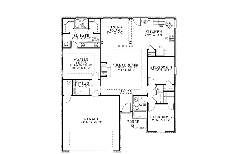 Home Plan - Floor Plan - Main Floor for Country House Plan #17-2729 - 3 bed, 2 bath
