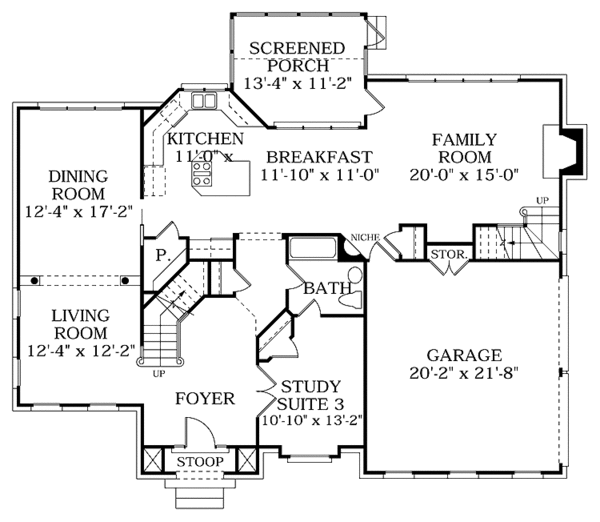 Dream House Plan - Traditional Floor Plan - Main Floor Plan #453-355