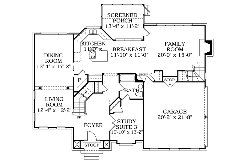 Home Plan - Floor Plan - Main Floor for Traditional House Plan #453-355 - 4 bed, 3.5 bath