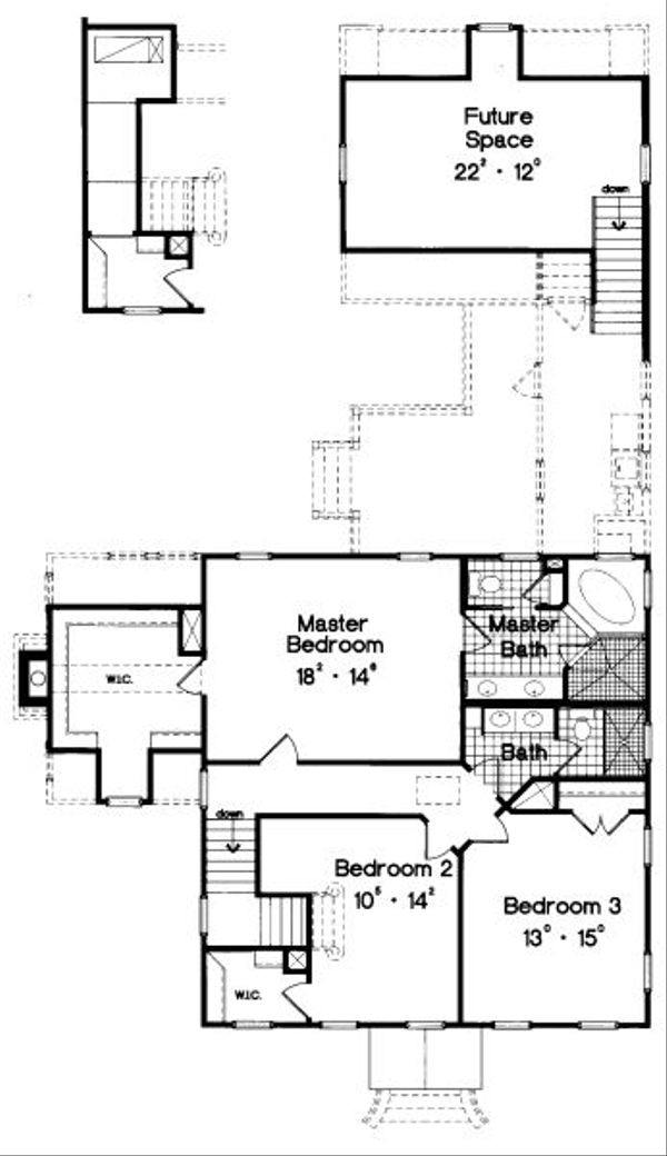 Colonial Floor Plan - Upper Floor Plan #417-296