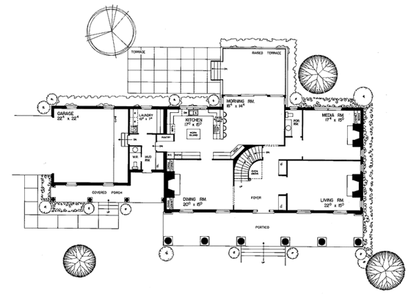 Architectural House Design - Classical Floor Plan - Main Floor Plan #72-698