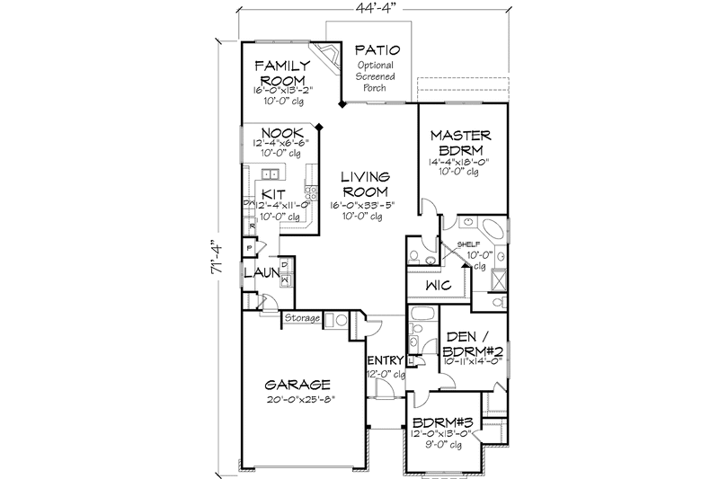 Dream House Plan - Floor Plan - Main Floor for Prairie House Plan #320-1408 - 3 bed, 2.5 bath