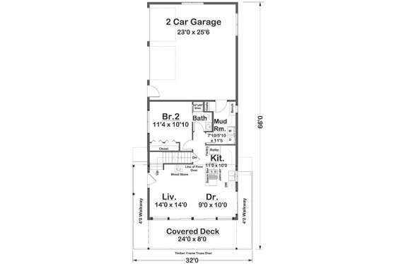 Floor Plan - Main Floor for Country House Plan #126-248 - 2 bed, 2 bath