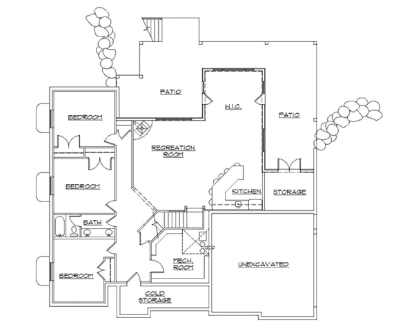 Architectural House Design - Ranch Floor Plan - Lower Floor Plan #945-102