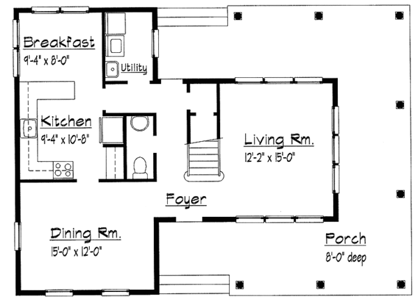 House Design - Victorian Floor Plan - Main Floor Plan #1051-2