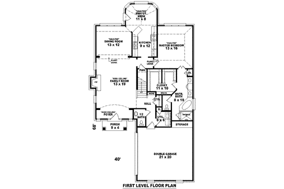 Floor Plan - Main Floor for European House Plan #81-776 - 3 bed, 2.5 bath