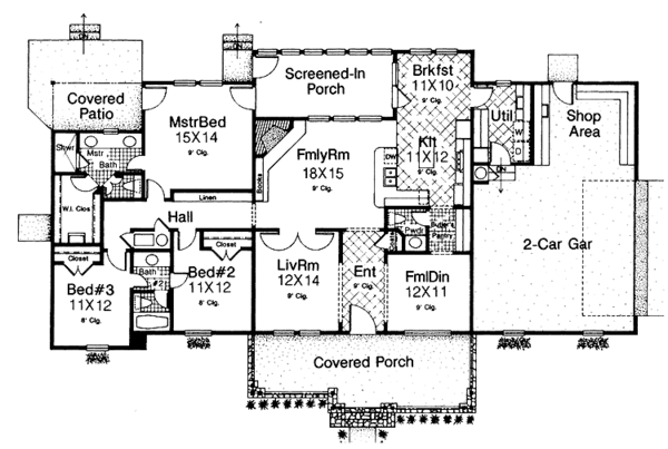 House Blueprint - Craftsman Floor Plan - Main Floor Plan #310-1121