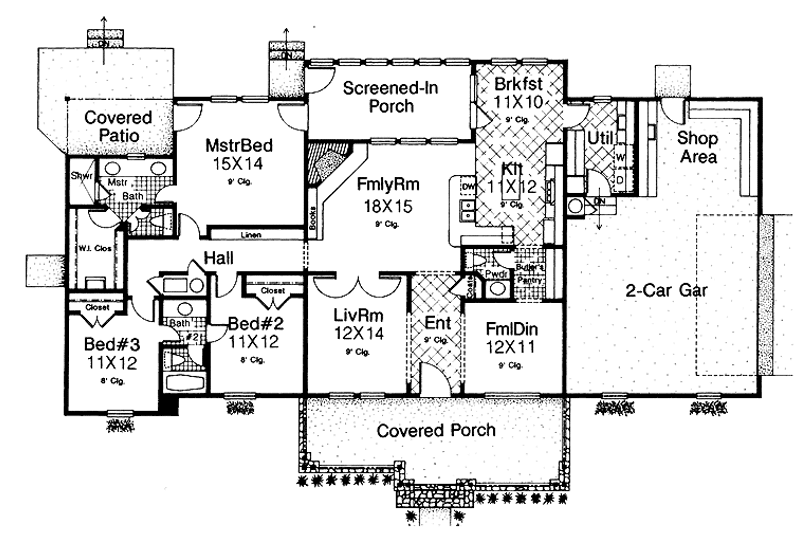 Architectural House Design - Floor Plan - Main Floor for Craftsman House Plan #310-1121 - 3 bed, 2.5 bath