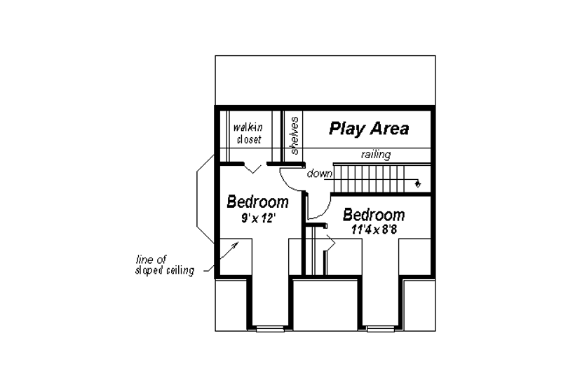 House Plan Design - Floor Plan - Upper Floor for Country House Plan #18-298 - 3 bed, 1 bath
