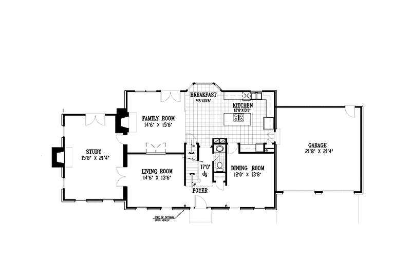 Home Plan - Floor Plan - Main Floor for Colonial House Plan #953-9 - 5 bed, 2.5 bath